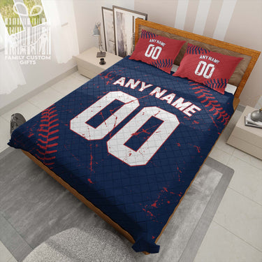Custom Quilt Sets Boston Jersey Personalized Baseball Premium Quilt Bedding for Men Women
